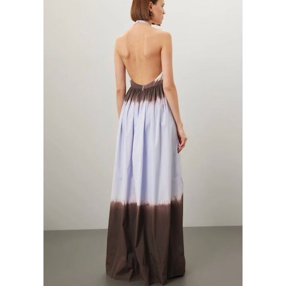 A.L.C. Halter Tiered Ruffle Gown Size 2 Maxi Dress Cotton Wedding Vacation $600 - Picture 3 of 10